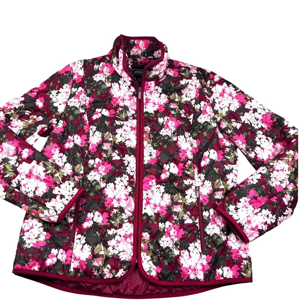Lands' End Quilted Floral Cottagecore Romantic Feminine Puffer Jacket Women's XL
